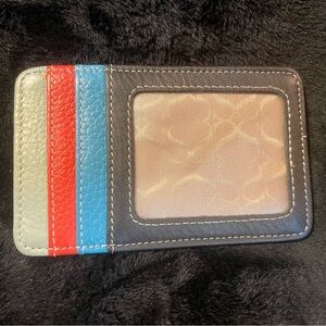 Multicolored Leather Card ID Holder with Clear Window